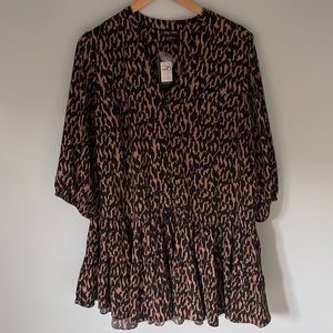 Nordstrom animal leopard print tunic dress with flared silhouette